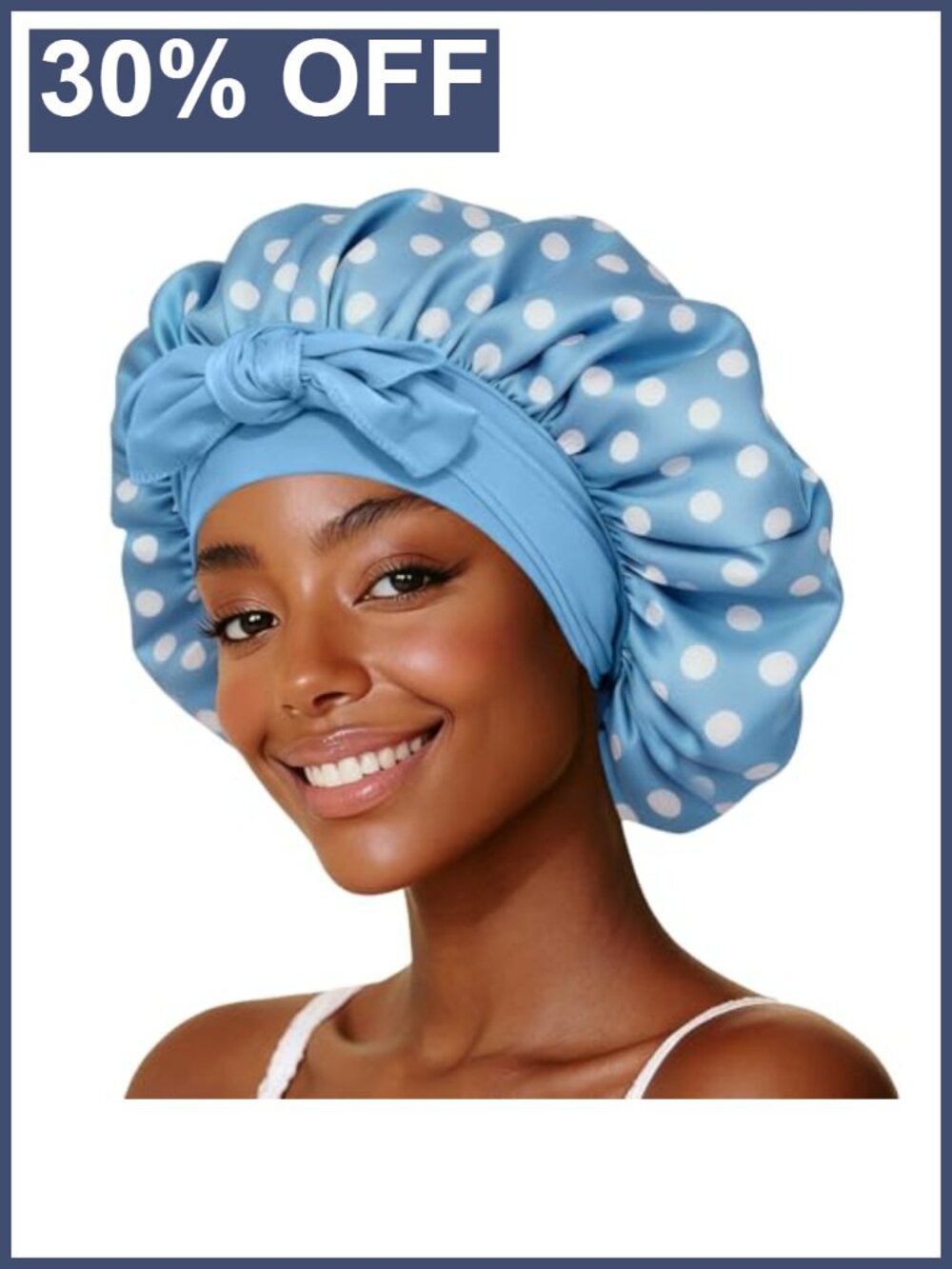 Silk Satin Sleep Bonnet with Long Tie Straps for Curly Natural Hair | Double